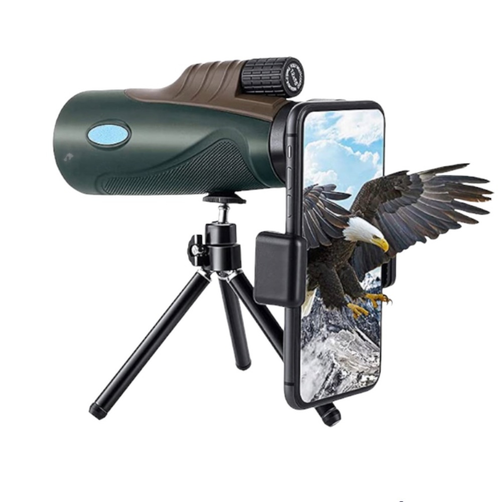 NEW! 12X55 Monocular Telescope HD Views Smartphone Holder Tripod Hand Strap Bag